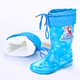 特价冰雪奇缘儿童雨靴加绒防滑保暖加厚水鞋小孩学生水晶卡通雨鞋