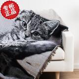 毯子棉毯子空调毯毛巾毯盖巾盖毯沙发巾彩色线毯英伦复古动物猫咪