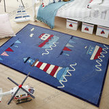 蓝色地中海儿童卡通宜家地毯客厅茶几沙发 卧室床边手工地毯定制