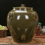 景德镇瓷器陶瓷酒缸水缸酒坛20 30 50 100 200斤茶叶末釉带水龙头