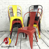 美式乡村铁皮椅子靠背椅户外金属椅子铁艺复古工业铁椅loft凳子