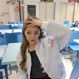 2016秋季韩版软妹子粉色爱心刺绣字母短款飞行服夹克薄款外套女潮