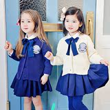 女童针织衫韩国童装秋季学院风毛衣打底衫中大童宝宝开衫薄款外套