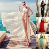 马尔代夫雪纺连衣裙性感开衫系带防晒衣比基尼罩衣海边度假沙滩裙