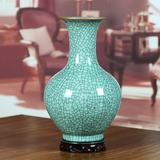 景德镇陶瓷器仿古官窑青釉开片裂纹花瓶插花中式古典客厅装饰摆件