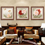 牡丹新中式古典沙发背景墙装饰画客厅书房卧室墙画挂画壁画有框画