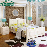 实木床白色松木床简约现代成人床单人欧式床双人床1.2 1.5 1.8米