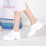Daphne/达芙妮2016春新款女鞋英伦圆头系带学生鞋深口粗跟女单鞋