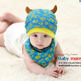 婴儿帽子春秋款男女童6-24月宝宝套头帽纯棉护耳帽小恶魔童帽包邮