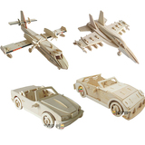 木头汽车儿童立体拼图玩具7-10-12岁小男孩子益智木质3d模型
