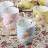 唐山正骨瓷马克杯 欧式创意早餐牛奶杯 陶瓷英式下午茶杯子知更鸟