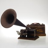 热卖西洋古董1903哥伦比亚两分钟蜡筒留声机机芯裸露功能好带外箱