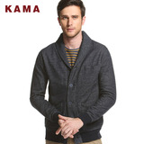 卡玛KAMA 冬季男装 美式时尚翻领夹克男针织休闲外套 2414603