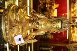 藏传佛教 尼泊尔进口纯手工佛像紫铜鎏金 地藏王菩萨 一尺高