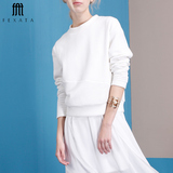 FEXATA2015新款韩版时尚运动套头卫衣女潮秋装圆领纯色上衣打底衫