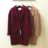 2015新双面羊绒大衣女中长款高端韩版修身显瘦羊毛呢外套茧型加厚