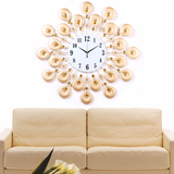 孔雀时尚挂钟客厅现代创意简约静音机芯石英钟表个性壁钟铁艺时钟