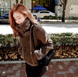 韩版羊羔毛短外套女韩国冬装机车夹克短款加厚皮毛一体鹿皮绒学生