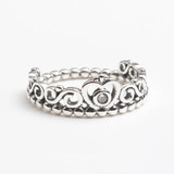 欧美潘多拉风 925纯银戒指 复古简约镶钻公主皇冠戒指指环 包邮