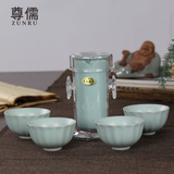汝窑茶具红茶哨子泡红茶茶具套装陶瓷耐热双耳玻璃红茶杯壶泡茶器