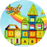智慧锁磁力片积木3岁散片哒哒搭磁性积木拼装建构片益智儿童玩具