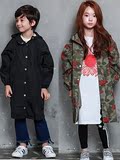 韩国进口童装代购2016秋款男童女童儿童大童长款夹克外套