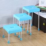 时尚创意欧式铝合金凳子塑料餐凳可叠放方形高凳儿童小板凳矮脚凳