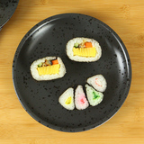 家用圆形寿司盘子创意小菜盘 黑色圆盘陶瓷盘平盘 日式餐具菜碟子