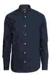 HM H&M专柜代购15男式新款棉质梭织衬衫翻折纽扣领修身版型黑白蓝