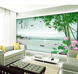 无缝大型壁画 中式山水竹子客厅3d电视背景墙纸墙布壁纸 家和富贵