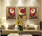 现代客厅欧式复古装饰画郁金香花卉有框画卧室床头挂画餐厅墙壁画