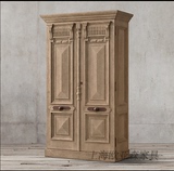 美式乡村实木衣柜 现代中式复古做旧原木色实木2门衣柜 定制家具