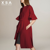 XSA2015英伦新款秋冬装宽松风衣外套女中长款喇叭袖轻薄时尚大衣