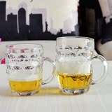 青苹果带把啤酒杯 透明奶茶杯 加厚钢化玻璃水杯 泡茶杯子饮料杯