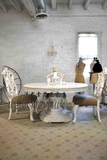 法国实木家具 复古实木雕花餐桌 破旧白色法国圆形/椭圆形餐桌