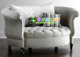 特价新款新古典布艺单人圆形沙发欧式美式复古高档实木美克美家具