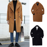 2016新款男士韩版西装领毛呢大衣风衣 修身中长款羊绒外套大衣潮