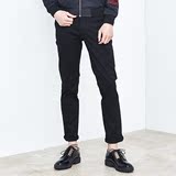 gxg.jeans男装冬装小脚休闲裤黑色修身直筒休闲裤#53502089 黑色