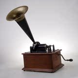 热卖9品古董爱迪生大喇叭留声机 Edison 滚筒式/腊筒留声机 手摇