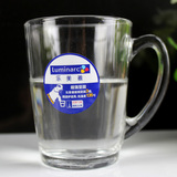 乐美雅钢化透明玻璃杯早餐咖啡牛奶杯微波炉耐热茶杯带把水杯带盖
