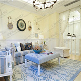 时尚地中海客厅地毯茶几沙发地毯 蓝色欧式宜家地毯卧室床尾地毯