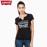 Levi's李维斯春夏季女士Logo印花纯棉黑色短袖T恤80259-0172
