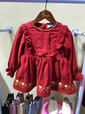 韩国品牌童装 专柜正品童装裙子 女童加绒加厚保暖大红色连衣裙