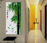 现代客厅玄关过道走廊无框挂画欧式壁画抽象发财树单幅竖版