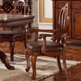 潮社家具 美式实木头层真皮坐包书椅 做旧欧式古典餐椅休闲椅801
