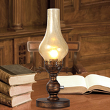 欧式复古煤油台灯怀旧调光卧室床头灯美式创意老上海书房LED台灯