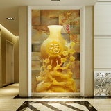 欧素 中式复古3D立体玉雕花瓶福字玄关壁画走廊过道背景墙壁纸