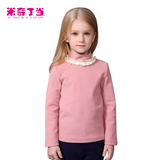 米奇丁当2016秋冬款高领女童打底衫 中大童纯色长袖针织衫儿童T恤