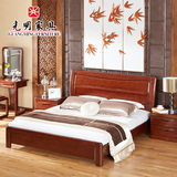 光明家具 现代中式简约实木家具床1.8米双人床 水曲柳全实木床