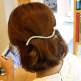 韩国最新款波浪优雅镶钻珍珠大发夹发箍发卡横夹韩版弹簧夹头饰品